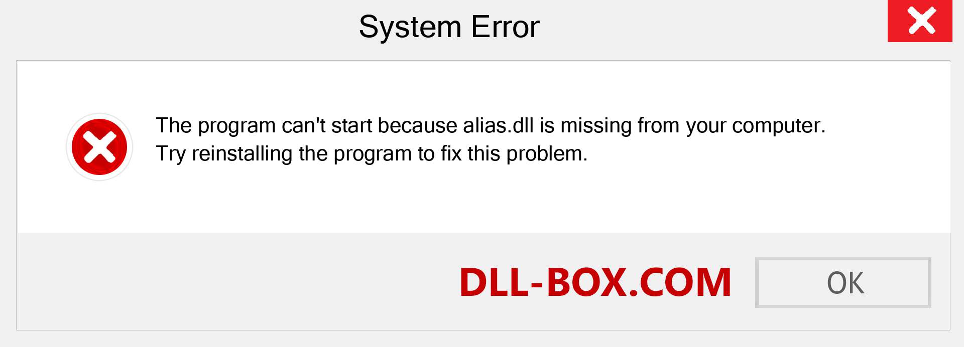  alias.dll file is missing?. Download for Windows 7, 8, 10 - Fix  alias dll Missing Error on Windows, photos, images