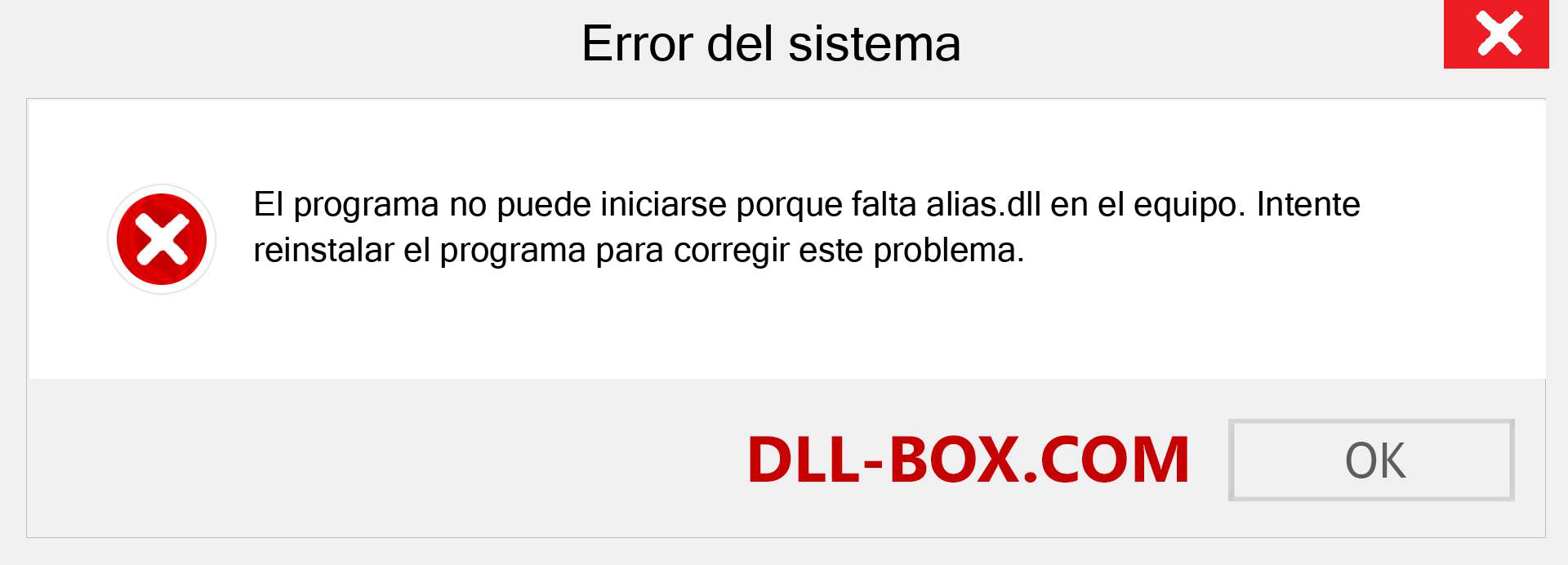 ¿Falta el archivo alias.dll ?. Descargar para Windows 7, 8, 10 - Corregir alias dll Missing Error en Windows, fotos, imágenes